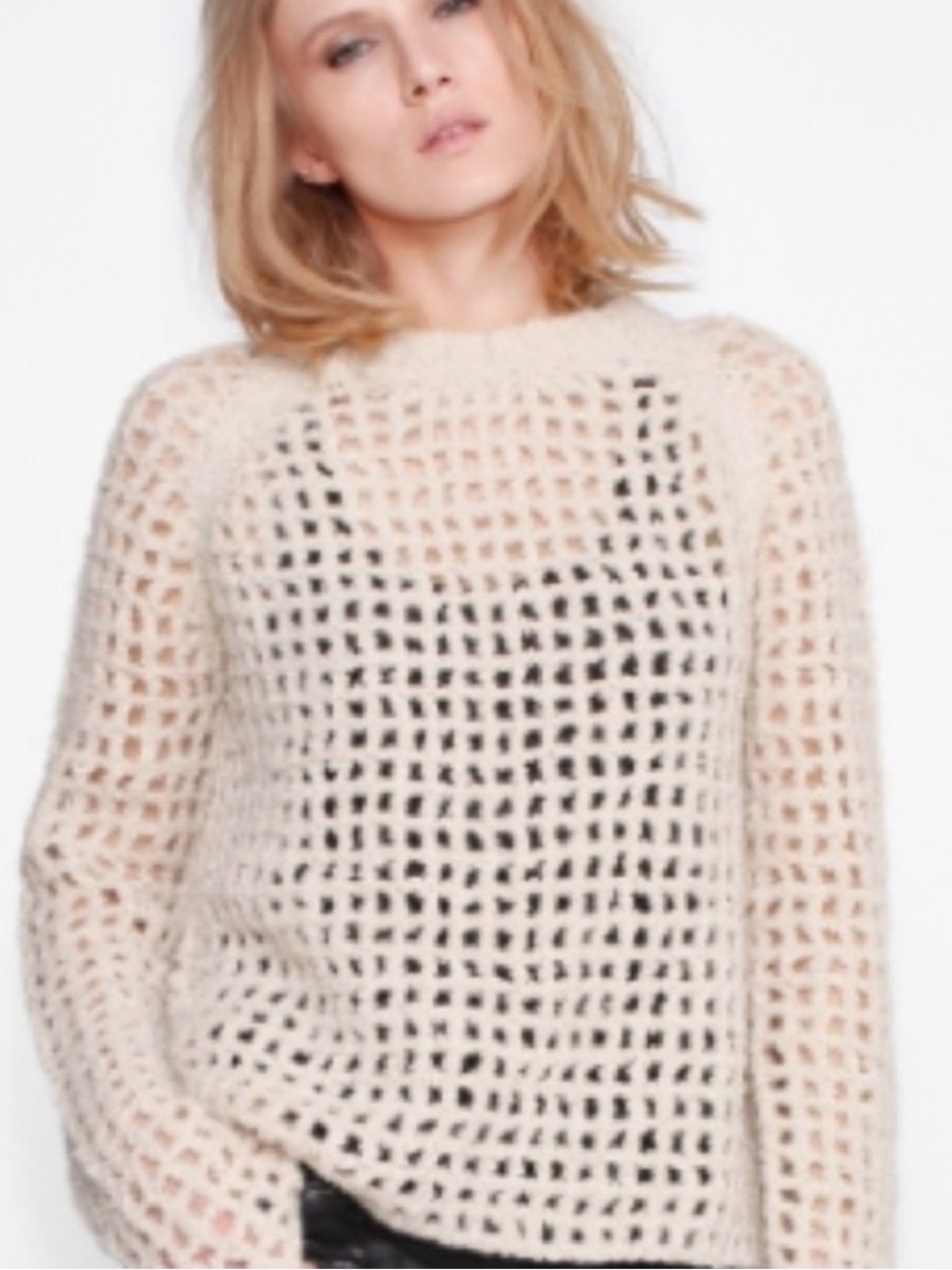 Zadig & Voltaire Women’s Wool Open-Knit Crewneck Raglan Pullover Beige